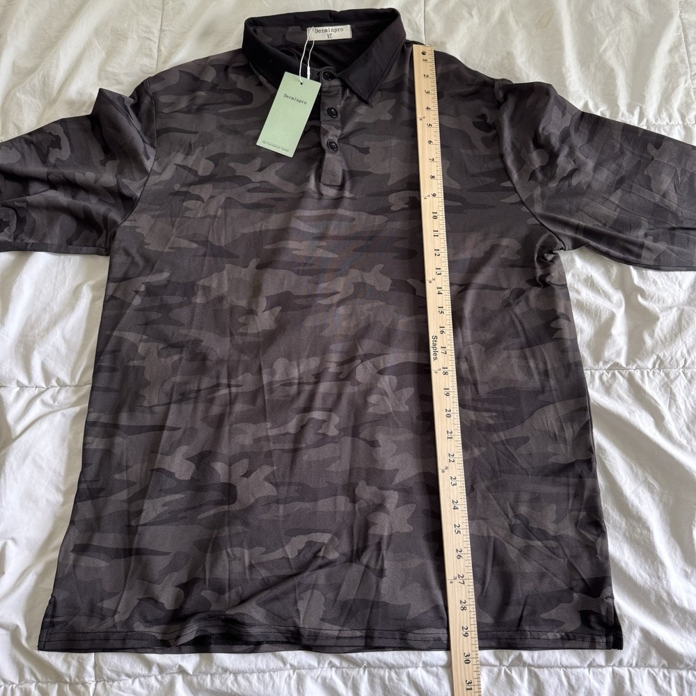 Derminpro Mens‎ Black Camo long sleeve polo-Size XL-NWT-Golf-Athlesiure - Picture 3 of 5